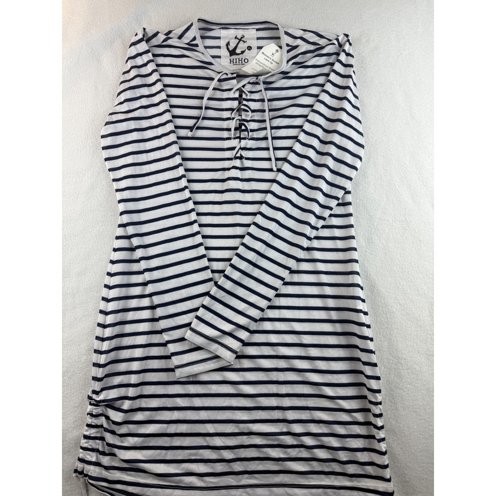 HIHO Suntek Lace-Up Dress‎ Striped Nautical Casual XS